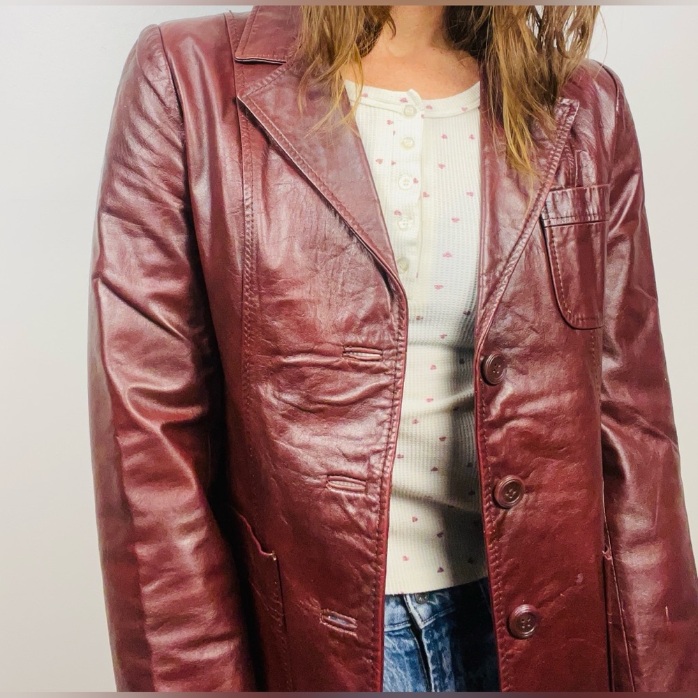 Vintage Berman’s Oxblood Leather Blazer — Size L - Picture 14 of 16